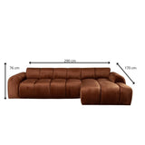 Banken-Hoekbank met lounge koper velvet structuurstof - strepen - rechts - Brix-Dimehouse