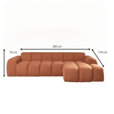 Banken-Hoekbank met lounge koper bouclé stof - strepen - rechts - Brix-Dimehouse