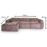 Banken-Hoekbank taupe chenille stof - 292x170 cm - Shane - links-Dimehouse