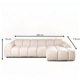 Banken-Hoekbank met lounge beige bouclé stof - strepen - rechts - Brix-Dimehouse