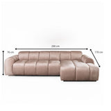 Banken-Hoekbank met lounge zand velvet structuurstof - strepen - rechts - Brix-Dimehouse