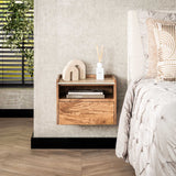 Orto Hangend Nachtkastje 1 Lade 1 Vak Mangohout Keramiek