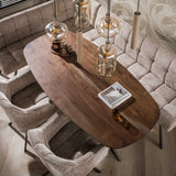 Eettafels - Deens ovale eettafel walnoot bruin massief acaciahout Tavon 180x95 cm - Dimehouse