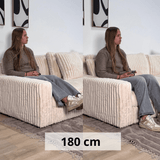 3-zits hoekbank XXL Beige Ribstof plofbank Nia