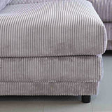 Hoekbank lichtgrijs ribstof plofbank Gabi - links