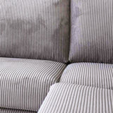 Hoekbank lichtgrijs ribstof plofbank Gabi - rechts