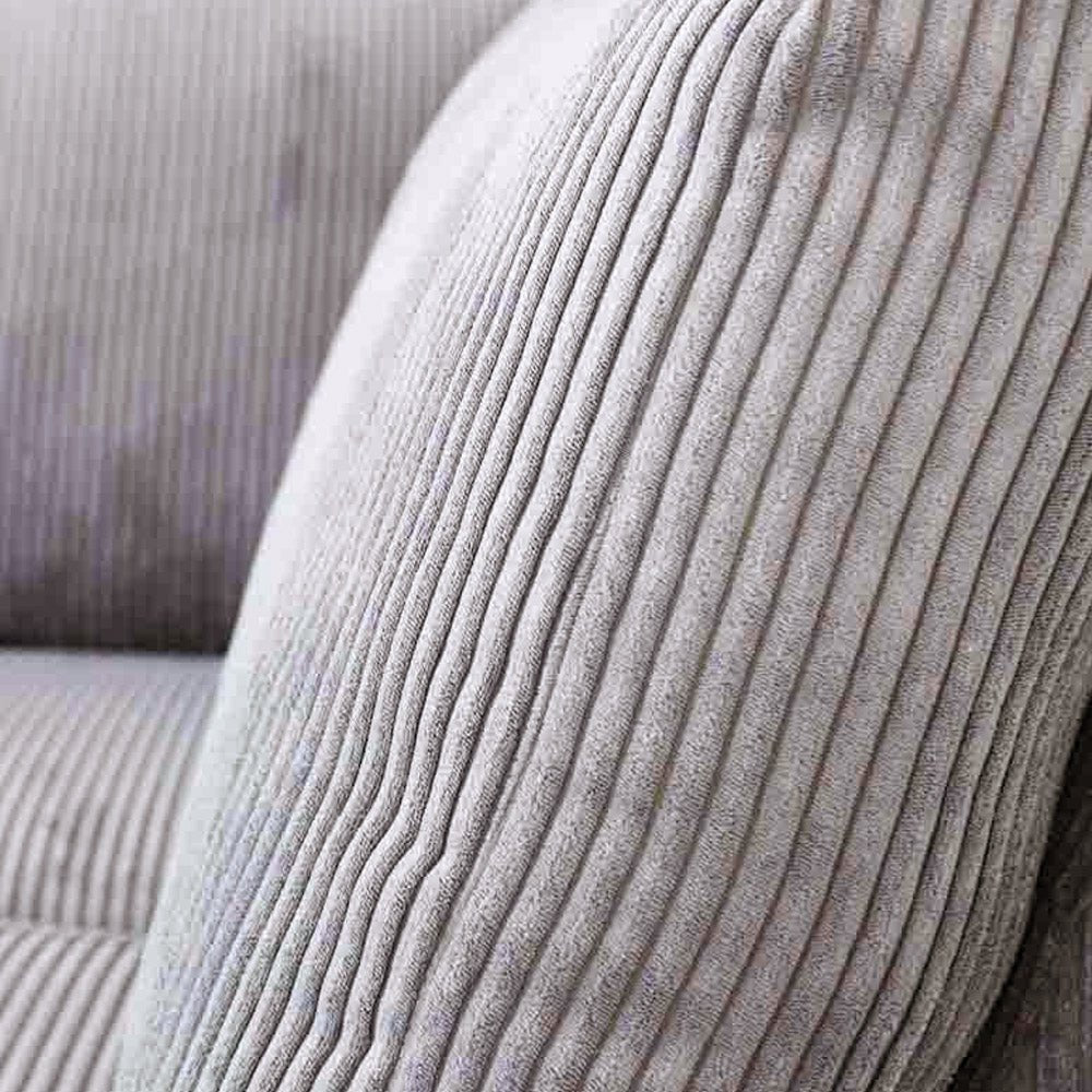 Hoekbank lichtgrijs ribstof plofbank Gabi - rechts