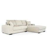 Bank Cambridge DH Interior Beige LxBxH 200x108x70 Ribstof Witfoto schuin vooraanzicht