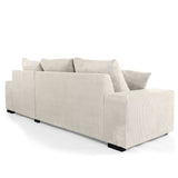 Bank Cambridge DH Interior Beige LxBxH 200x108x70 Ribstof Witfoto schuin achteraanzicht