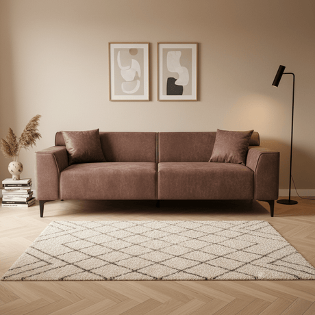 3-zits bank bruin microvezel stof Davidson