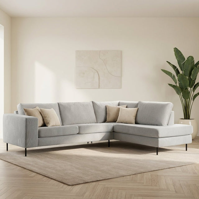 3-zits hoekbank Espen stof beige rechts sfeerfoto in modern interieur