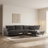 3-zits hoekbank Nevada stof antraciet rechts sfeerfoto in modern interieur