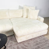 3-zits hoekbank XXL Beige Ribstof plofbank Nia