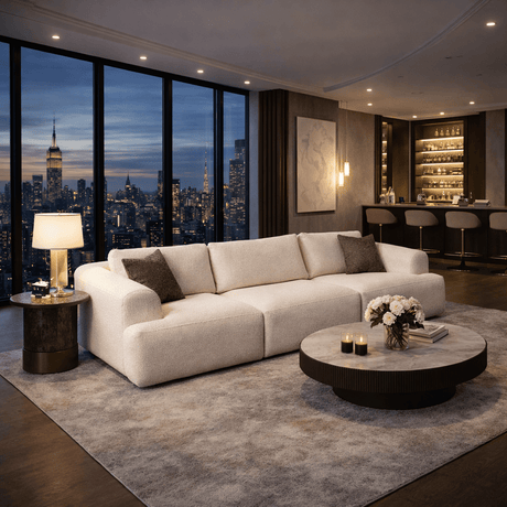 3-zitsbank Grande – Wit Bouclé – 290 cm – Como