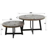 Round Coffee Table Set Mase Teak Gray