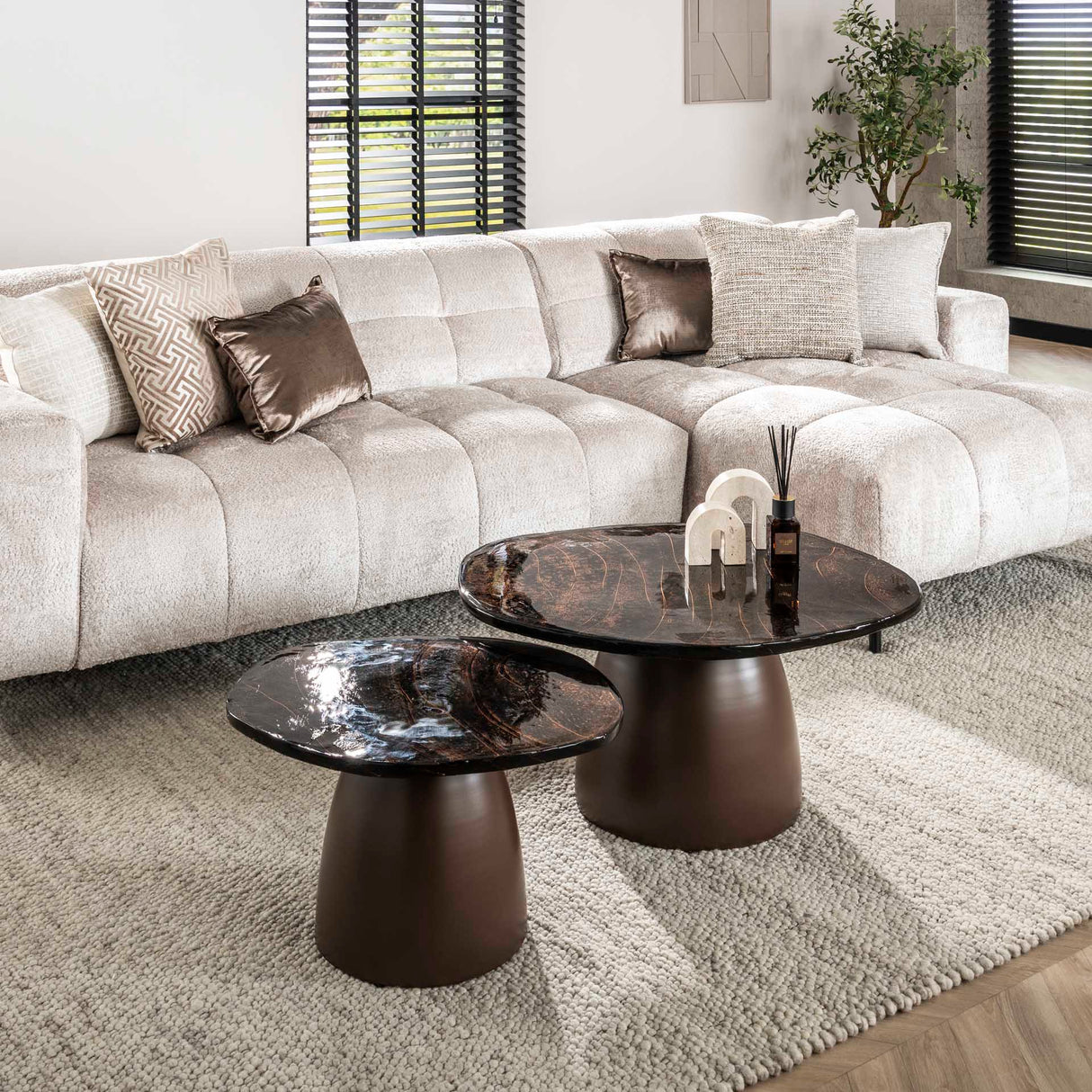 Salontafel Set Aurora Antiek Koper Set van 2