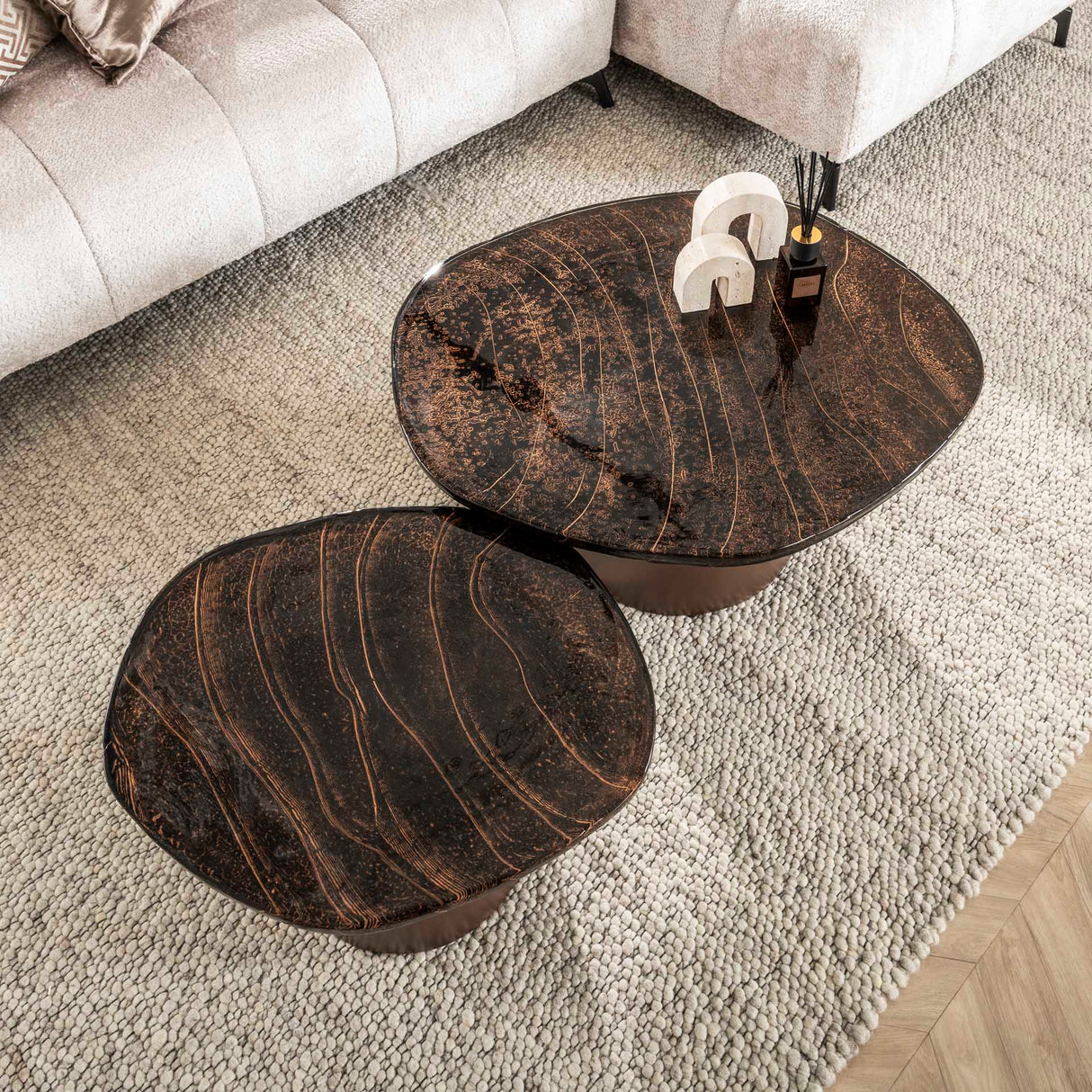 Salontafel Set Aurora Antiek Koper Set van 2