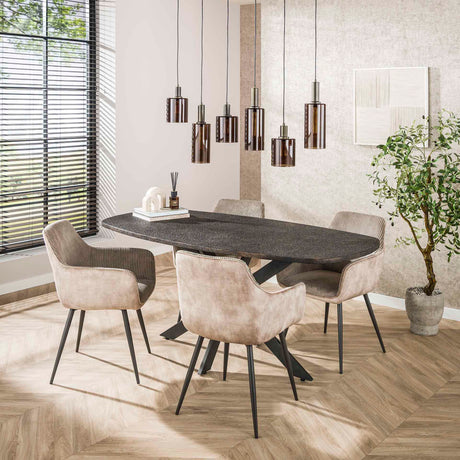 Eettafel Jax Deens Ovaal 180 cm Zwart Metallic