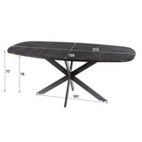 Eettafel Jax Deens Ovaal 215 cm Zwart Metallic