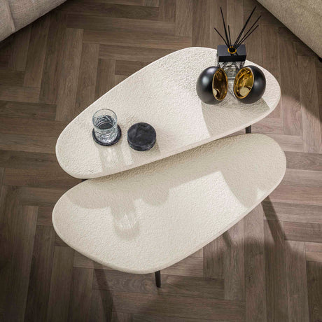 Organic coffee table set of 2 Miya Marble composite