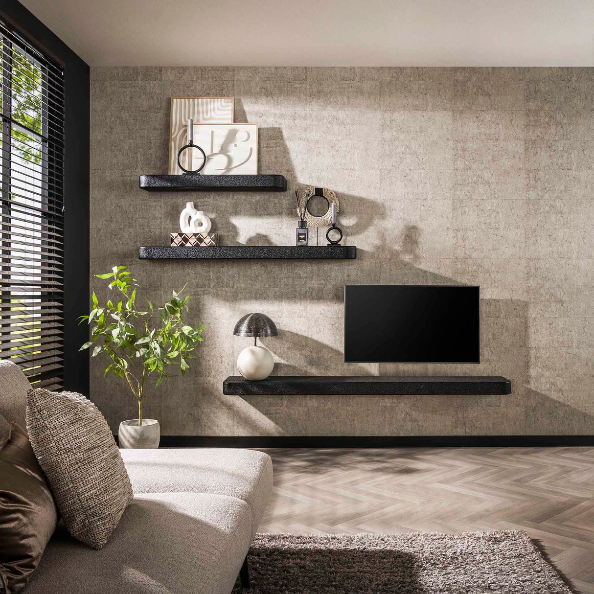 Wandplank 100 cm Metallic Grijs Aeris