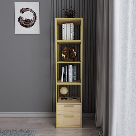 Boekenkast Robbins Gold Goud Eik Melamine 39x160x39 cm