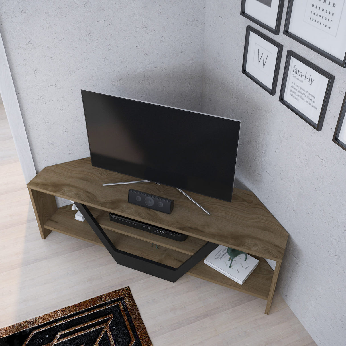 Sares tv-meubel eikenlook zwart 120 cm Oud eikenlook, zwart Melamine gecoat houtcomposiet