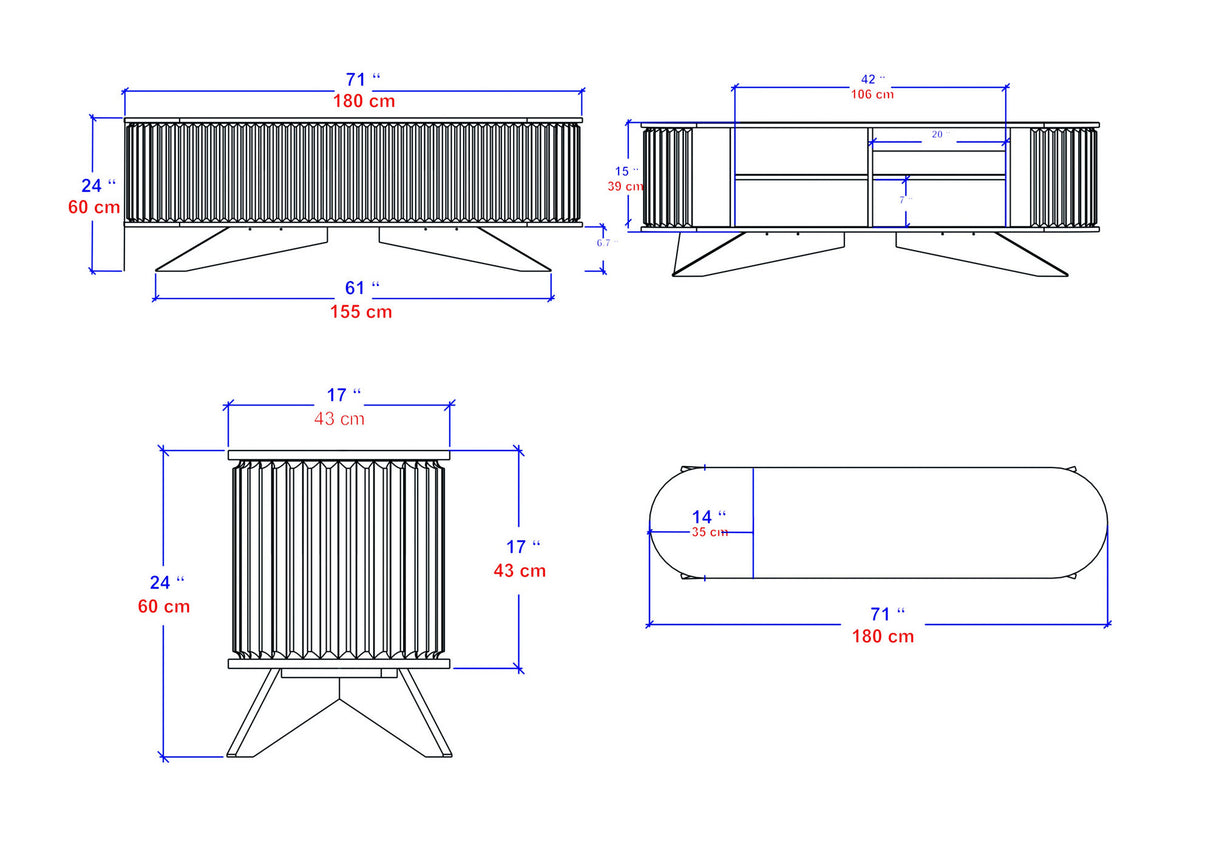 TV Meubel Stor Saffier Wit Melamine 180x60x43 cm