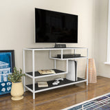 TV Meubel Robbins White Wit Antraciet Melamine 120x75x39 cm