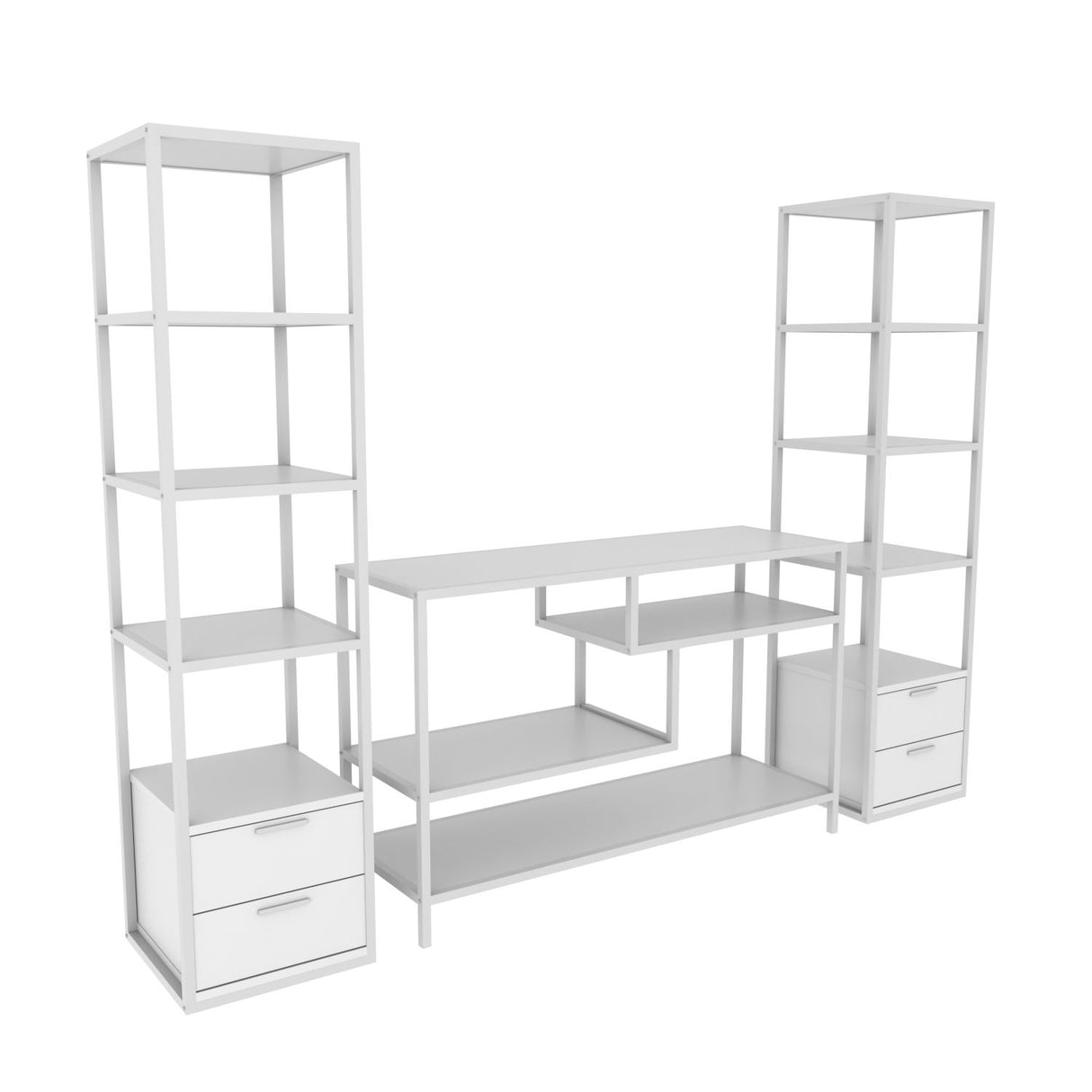 TV Meubel Set Robbins White Wit Melamine 198x160x39 cm