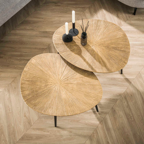 Arno Salontafel Set van 2 Ø77-Ø60 organisch antiek goud