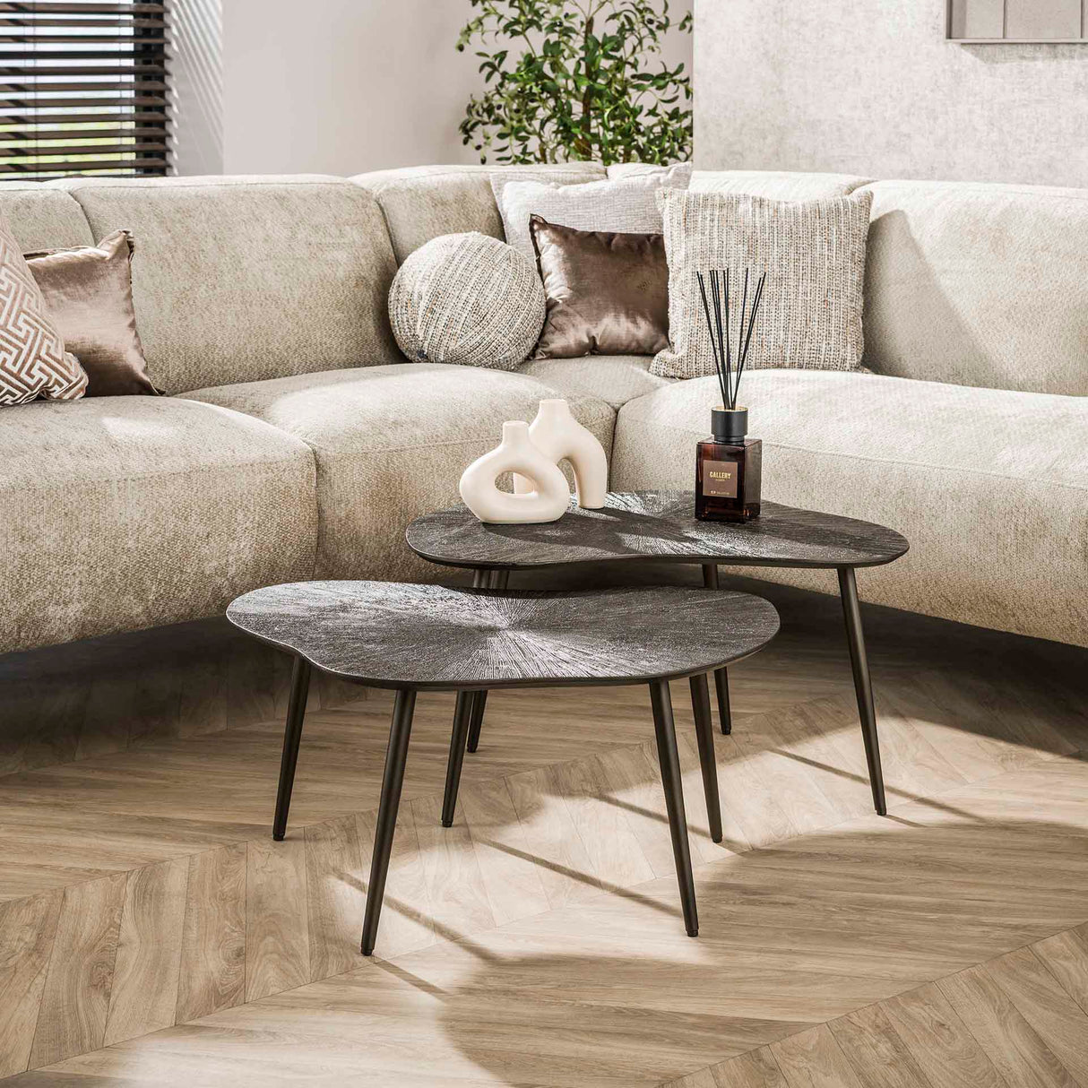 Salontafelset Jax Organisch Brons Donkerbruin Set van 2