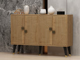 Ahart Console eikenlook met gouden accenten 120 cm Saffier eikenlook en goud Melamine gecoat houtcomposiet