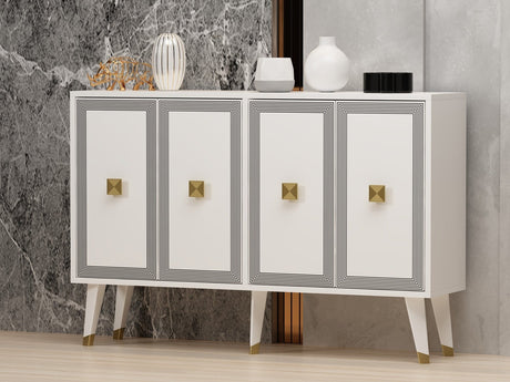 Ansel wandtafel wit met goud 120 cm Wit/goud Melamine gecoat meubelboard