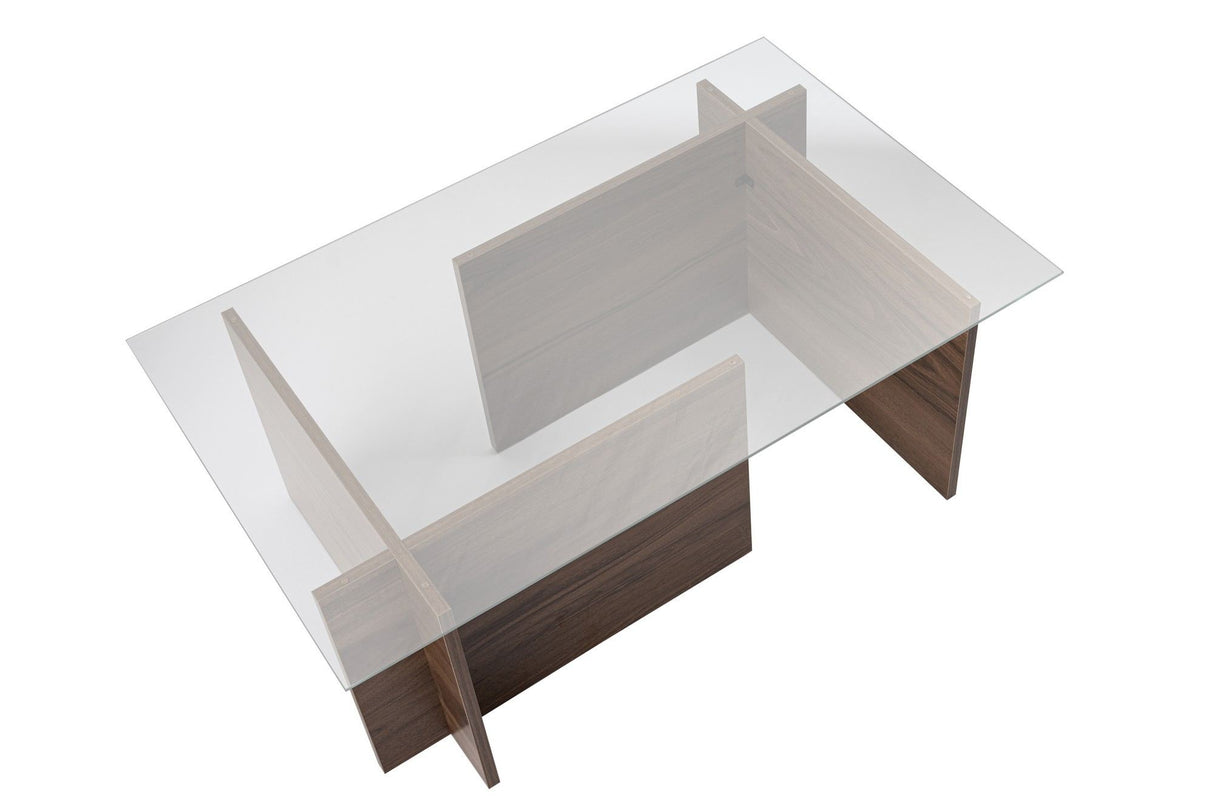 Rechthoekige Moderne Salontafel Vetroni Walnoot Look - Glas - 105x65 cm