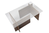 Rechthoekige Moderne Salontafel Vetroni Walnoot Look - Glas - 105x65 cm
