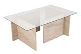 Rechthoekige Moderne Salontafel Vetroni Travertin Look - Glas - 105x65 cm