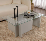 Rechthoekige Moderne Salontafel Vetroni Grijs - Glas - 105x65 cm