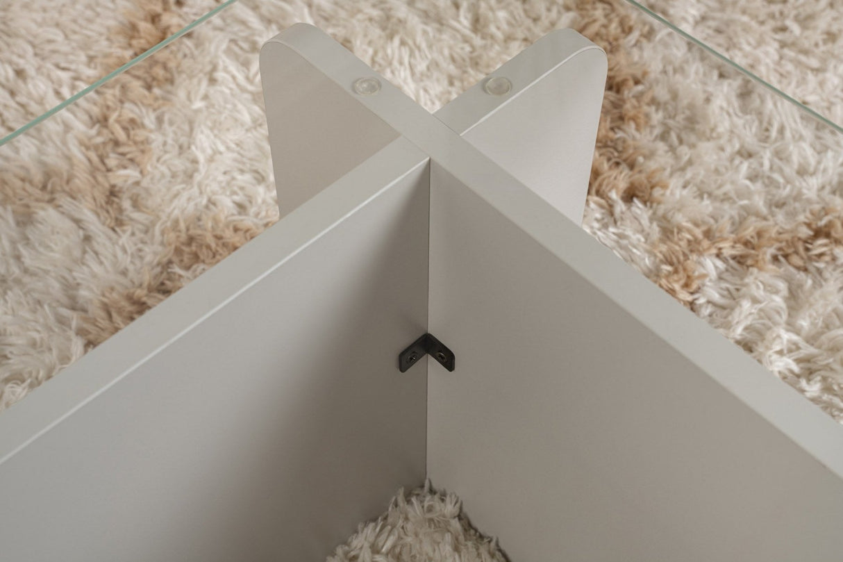 Salontafel Grijs Melamine Glas Opal 105x65x30 cm