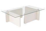 Salontafel Wit Melamine Glas Opal 105x65x30 cm