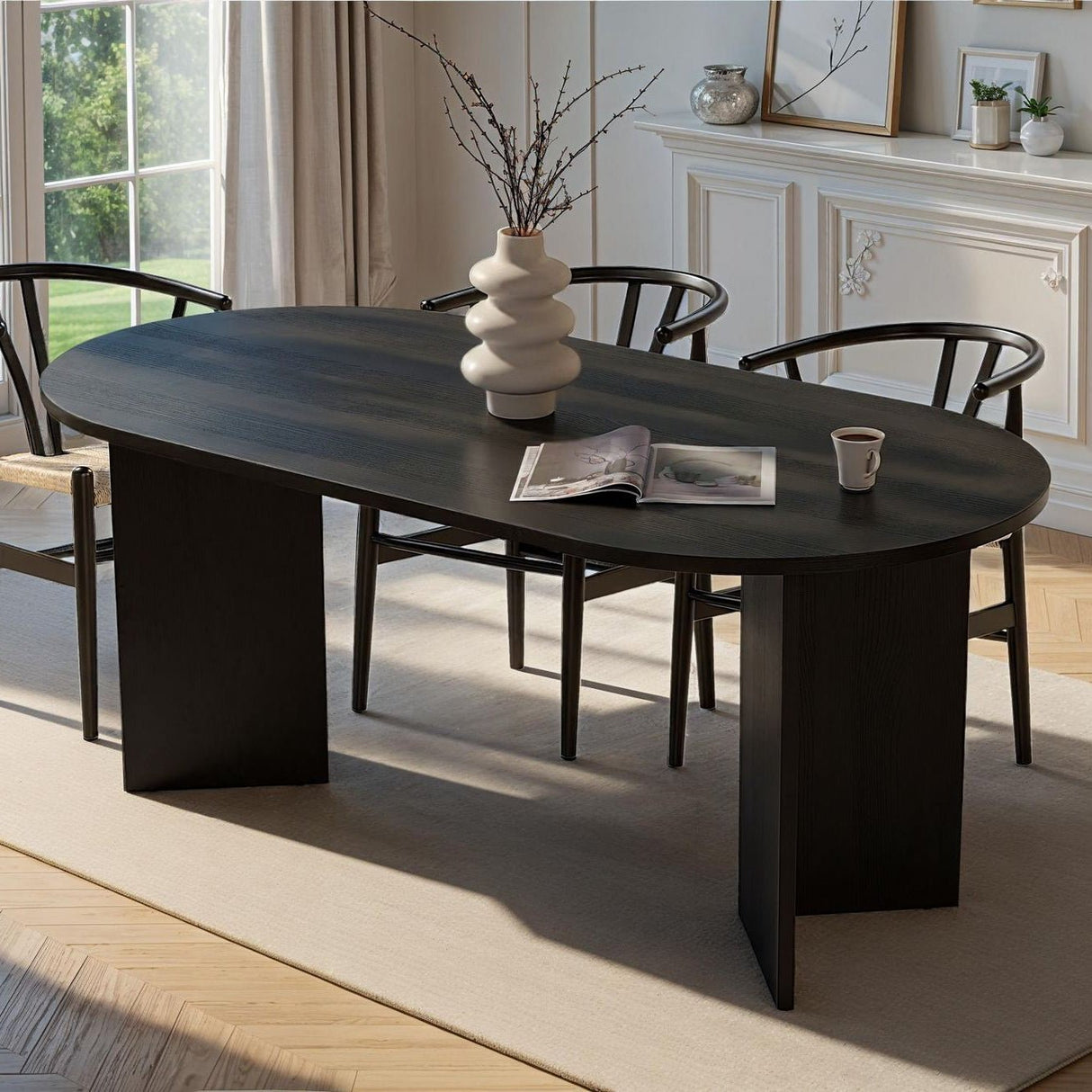 Eettafel Sablin Wood Black 180x89,5x75 cm Melamine