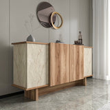 Diana dressoir in travertinlook 180 cm Travertinlook, walnootkleur Melamine gecoat houtcomposiet