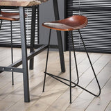 Barkruk Bruin Leer Bruce - 67 cm - Zonder Rugleuning