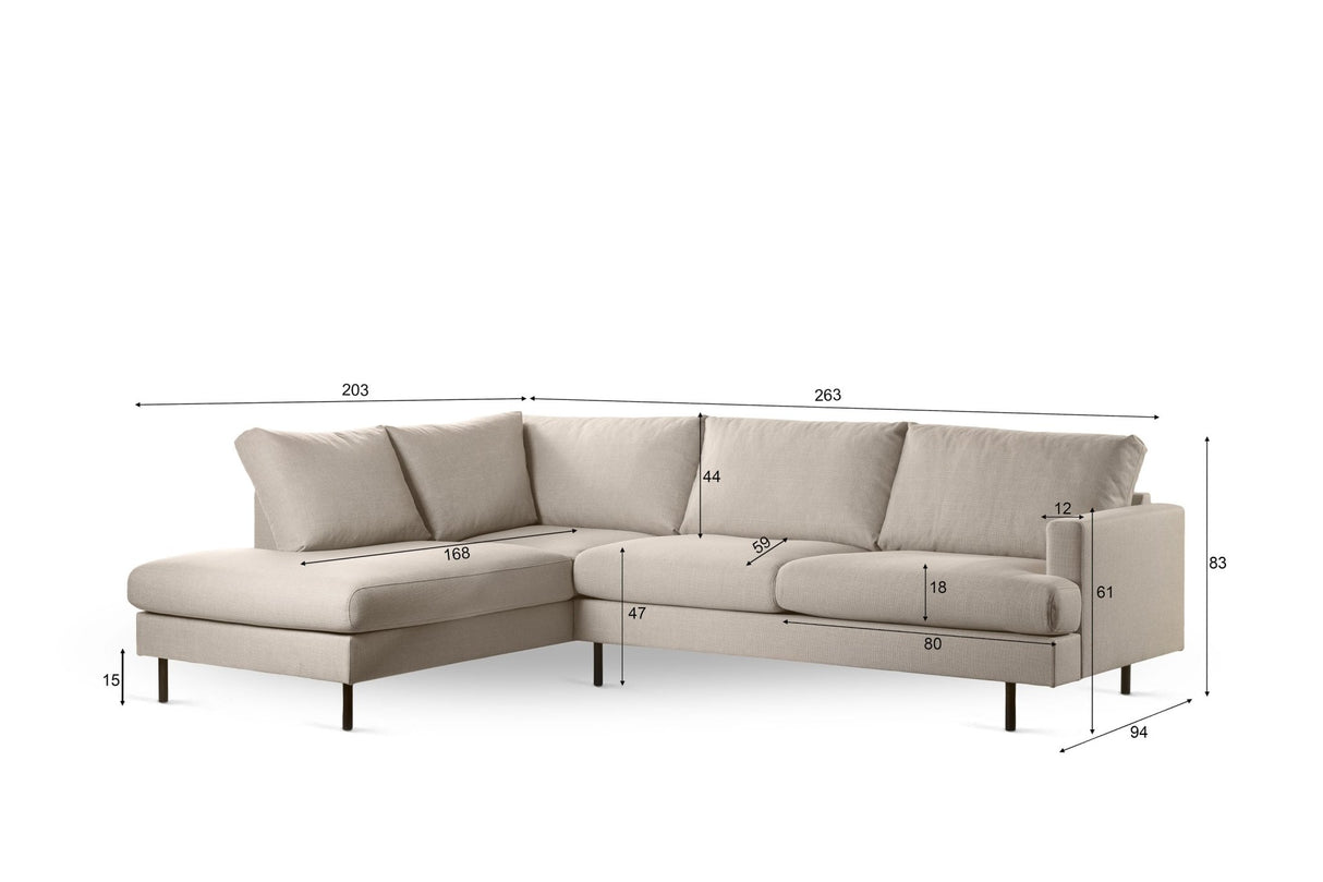3-seater corner sofa romi beige