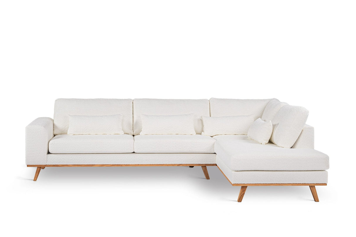 3-seater corner sofa jolie bouclé white