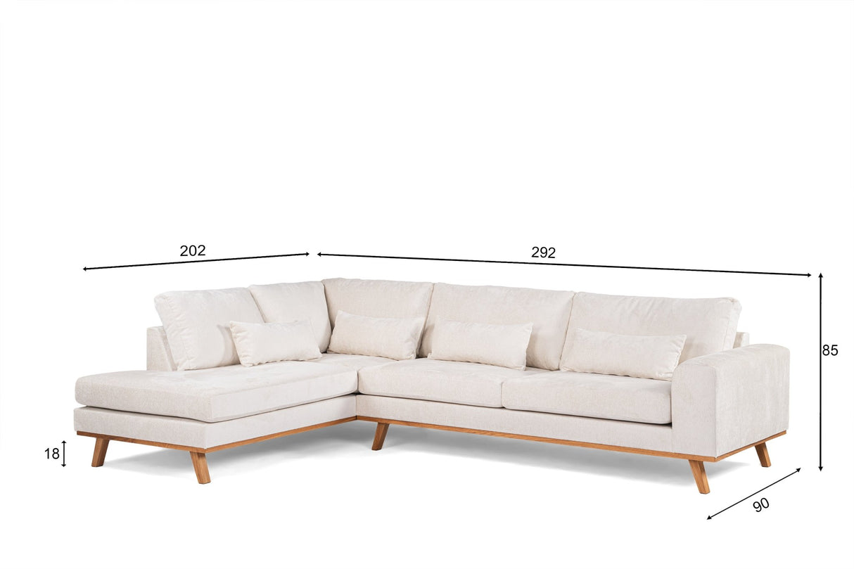 3-Sitzer-Ecksofa Gigi Stoff beige