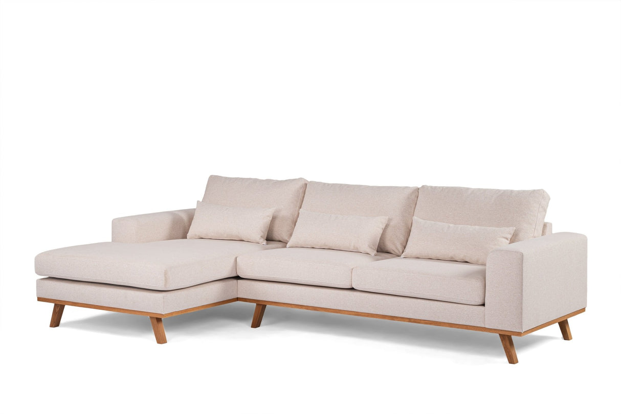 3-Sitzer-Ecksofa Ezra Stoff beige