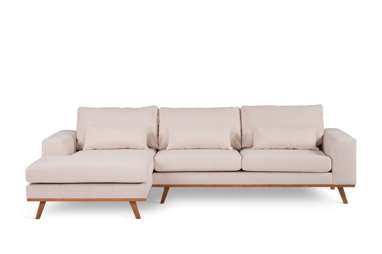 3-Sitzer-Ecksofa Ezra Stoff beige