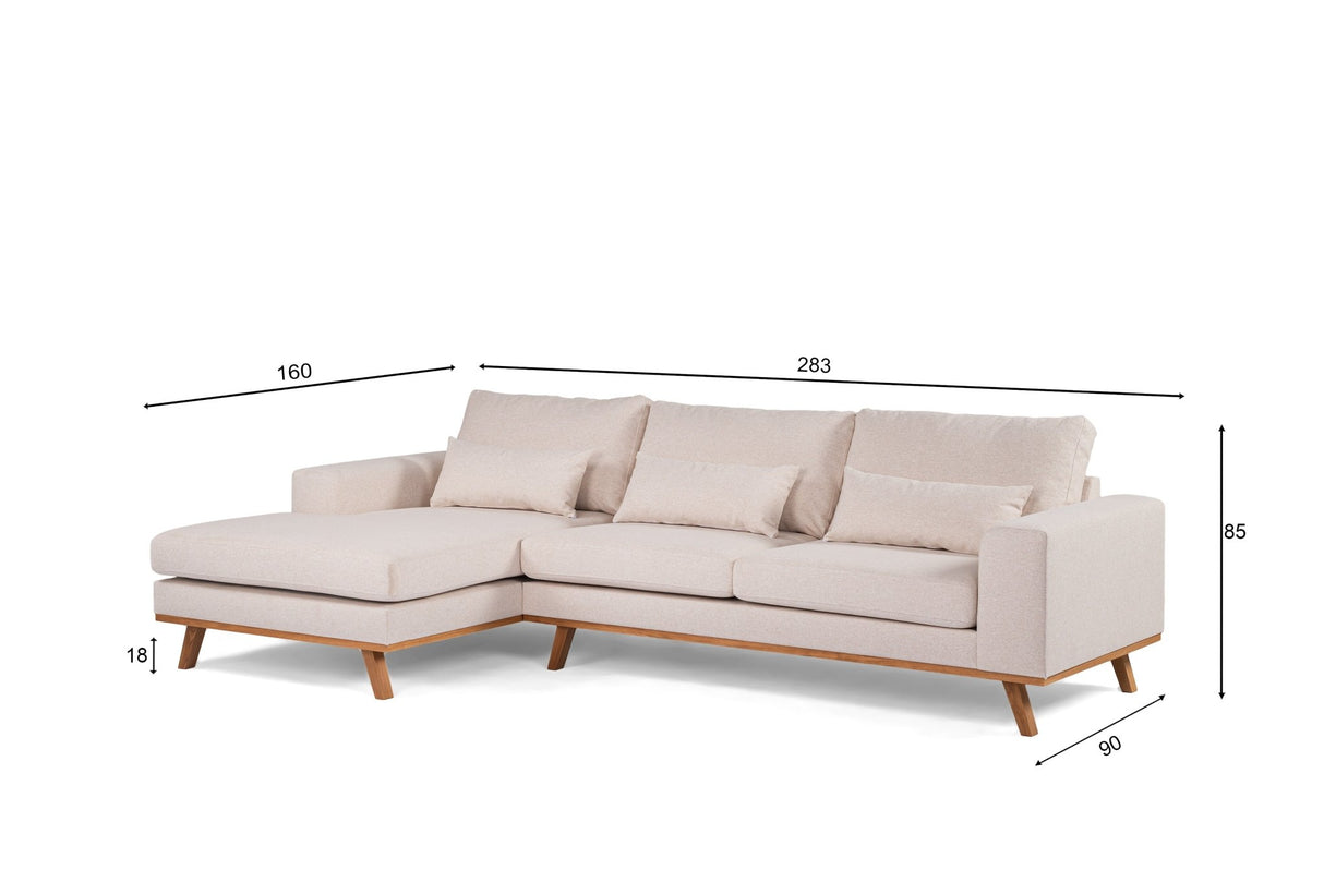 3-Sitzer-Ecksofa Ezra Stoff beige