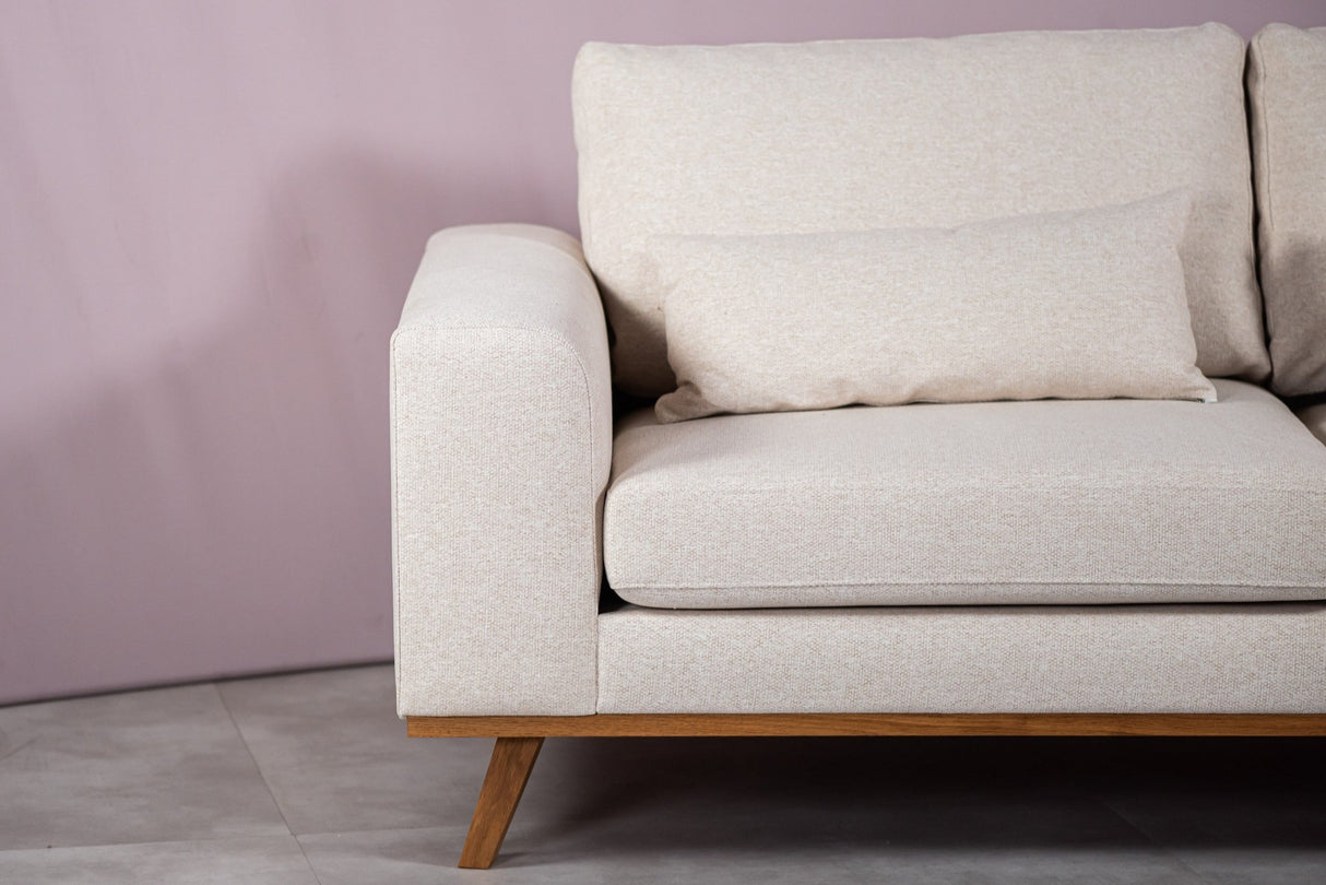 3-Sitzer-Ecksofa Ezra Stoff beige